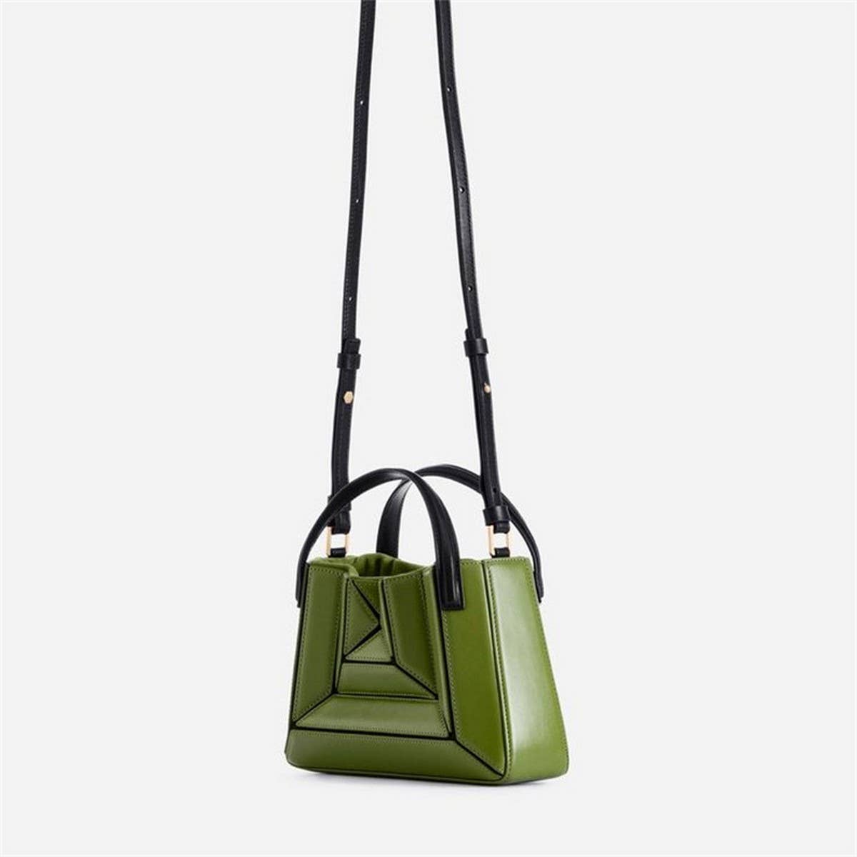 Triangular Foldin Bag Multi-Color Stitching Handbag_Cwab1939