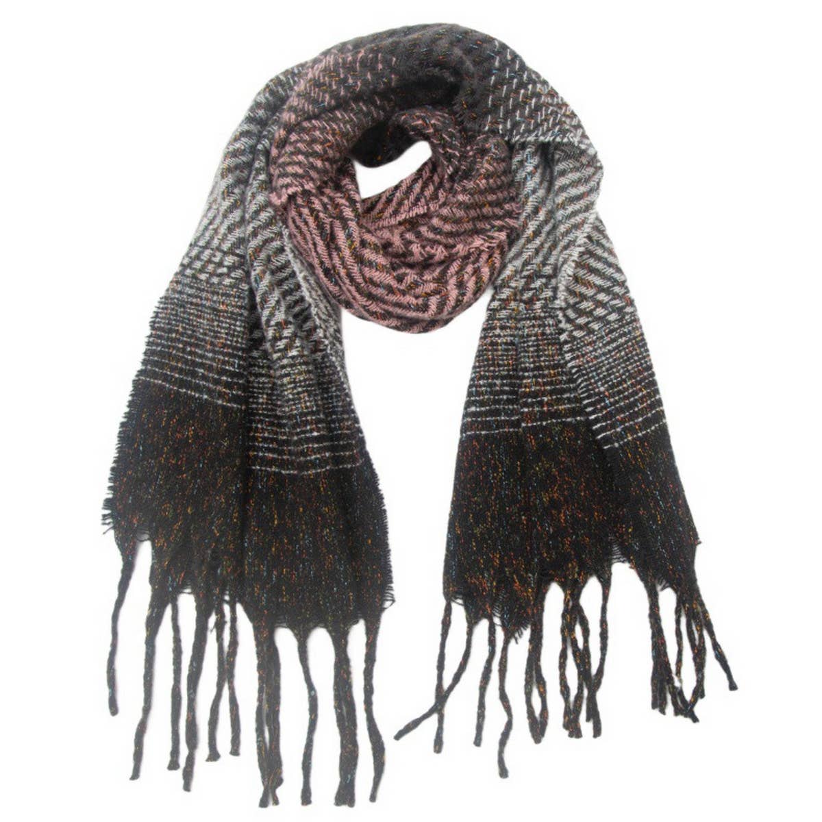 GRADIENT TASSEL SCARF FOR WOMEN WINTER SHAWL_CWASC0858