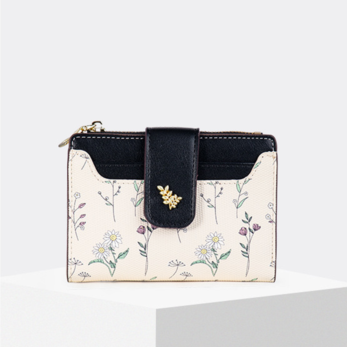 Fresh Floral Colorblock Mini Wallet With Zipper_Cwab06212
