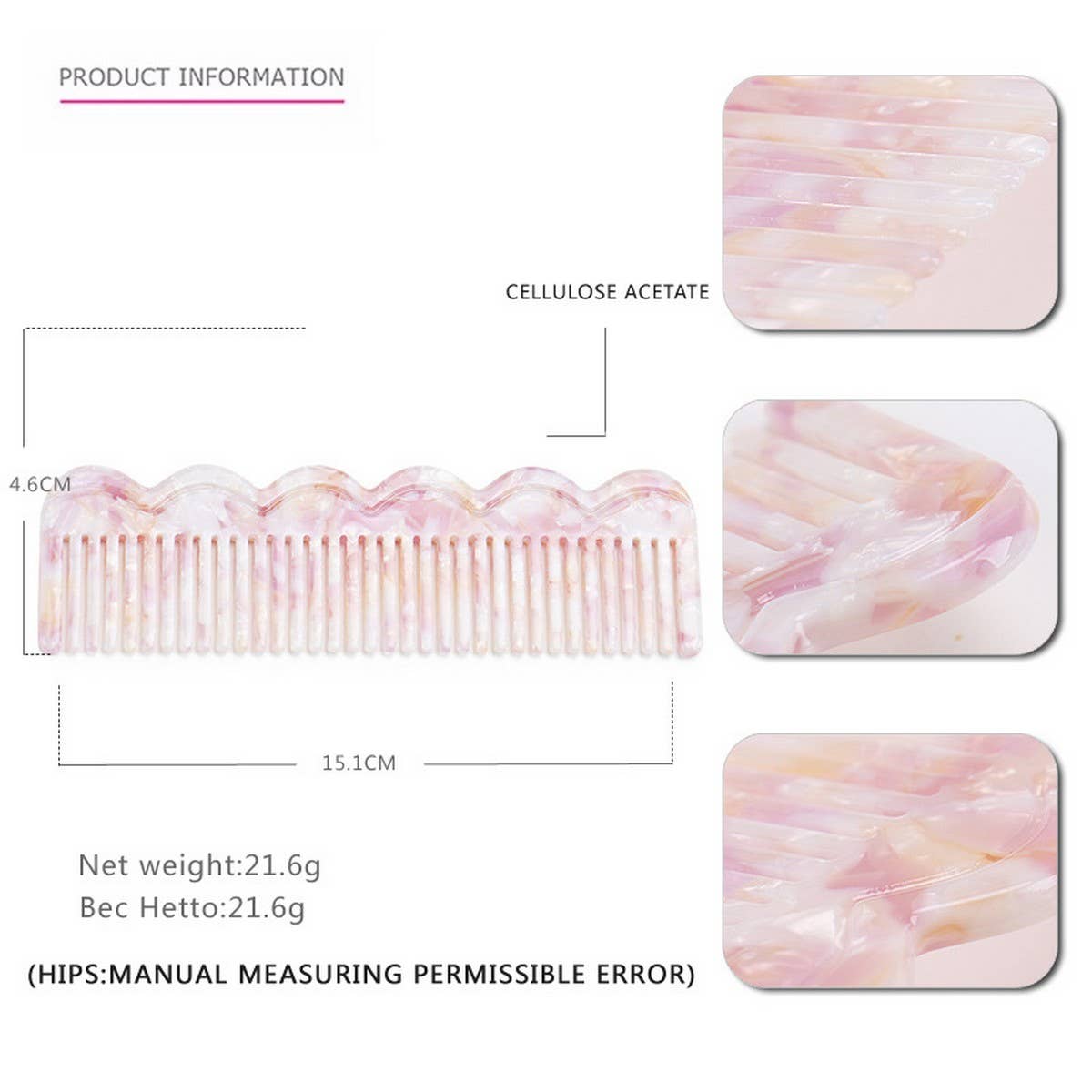 GRADIENT TEETH ACETATE COMB LEOPARD PRINT HAIRCOMB_CWAHA4192