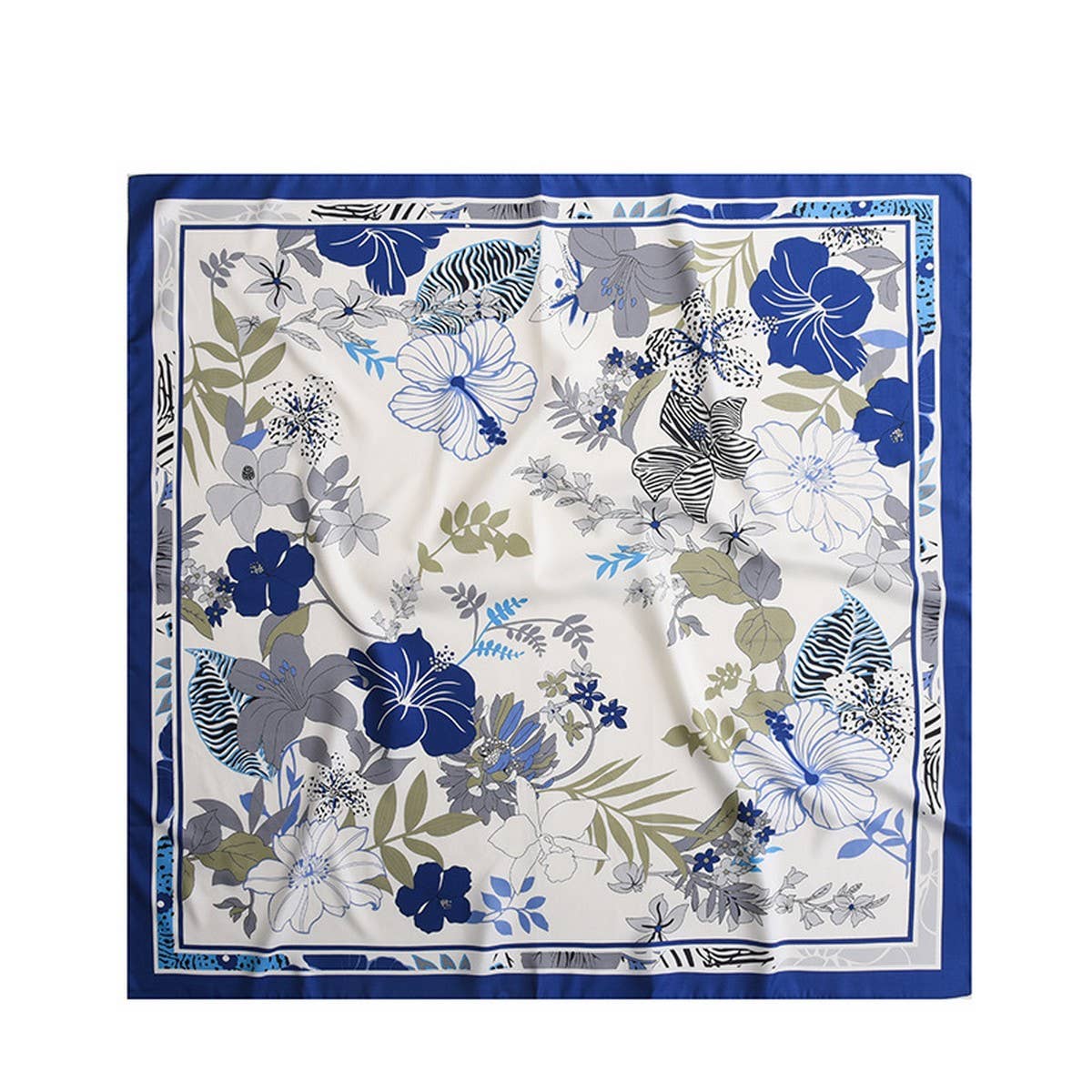 FLORAL PATTERN LARGE SQUARE SILK FEELING SCARF_CWASC0239