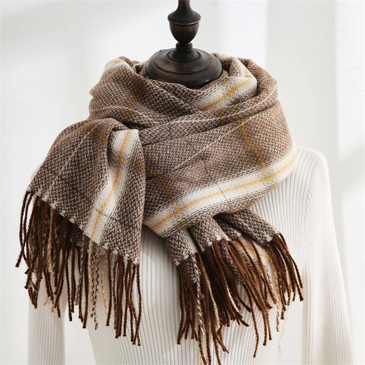 PLAID WINTER SCARF SOFT THICKENED SHAWL FOR WOMEN_CWASC0181
