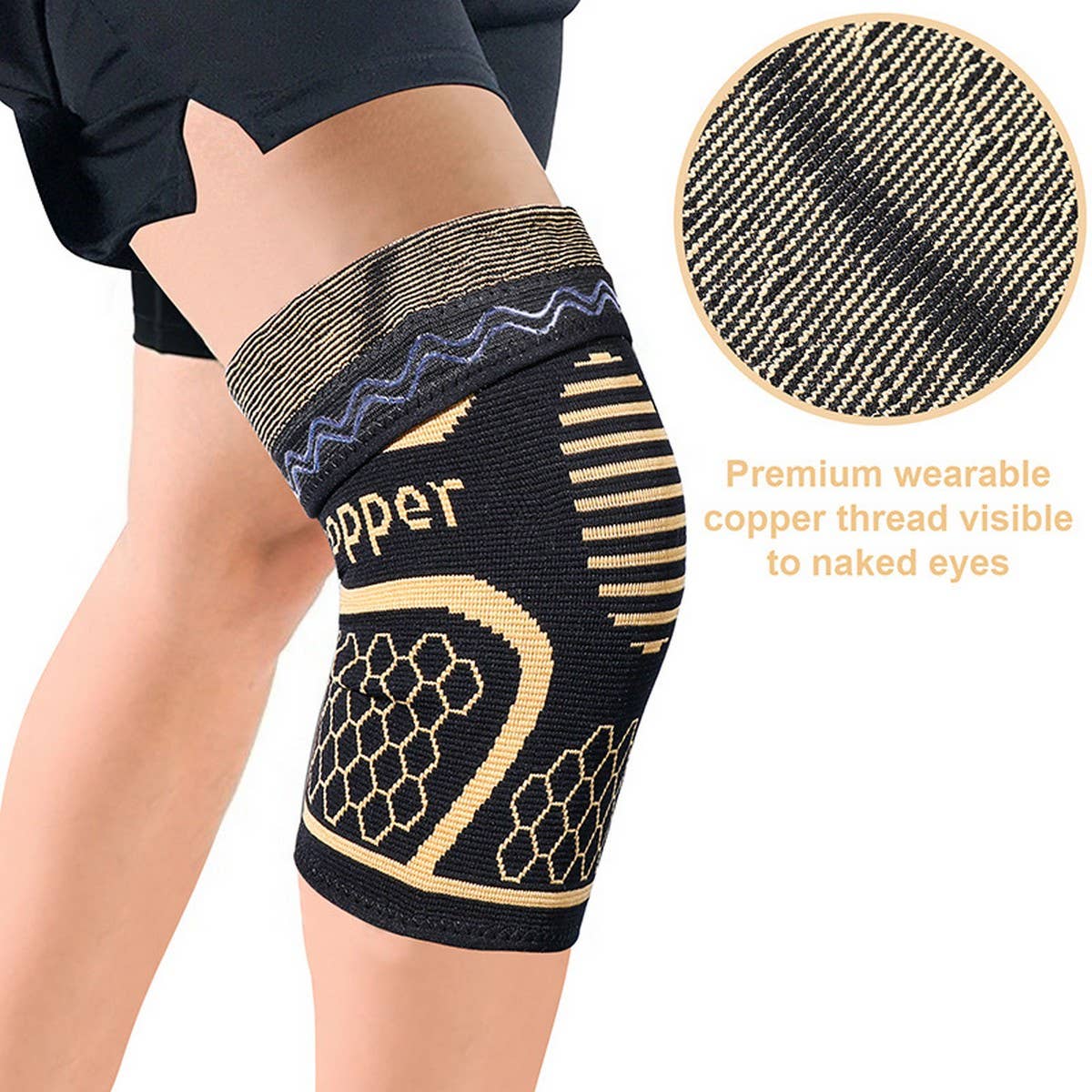 COPPER NYLON KNIT KNEE BRACE FOR RUNNING SPORTS_CWMM7883