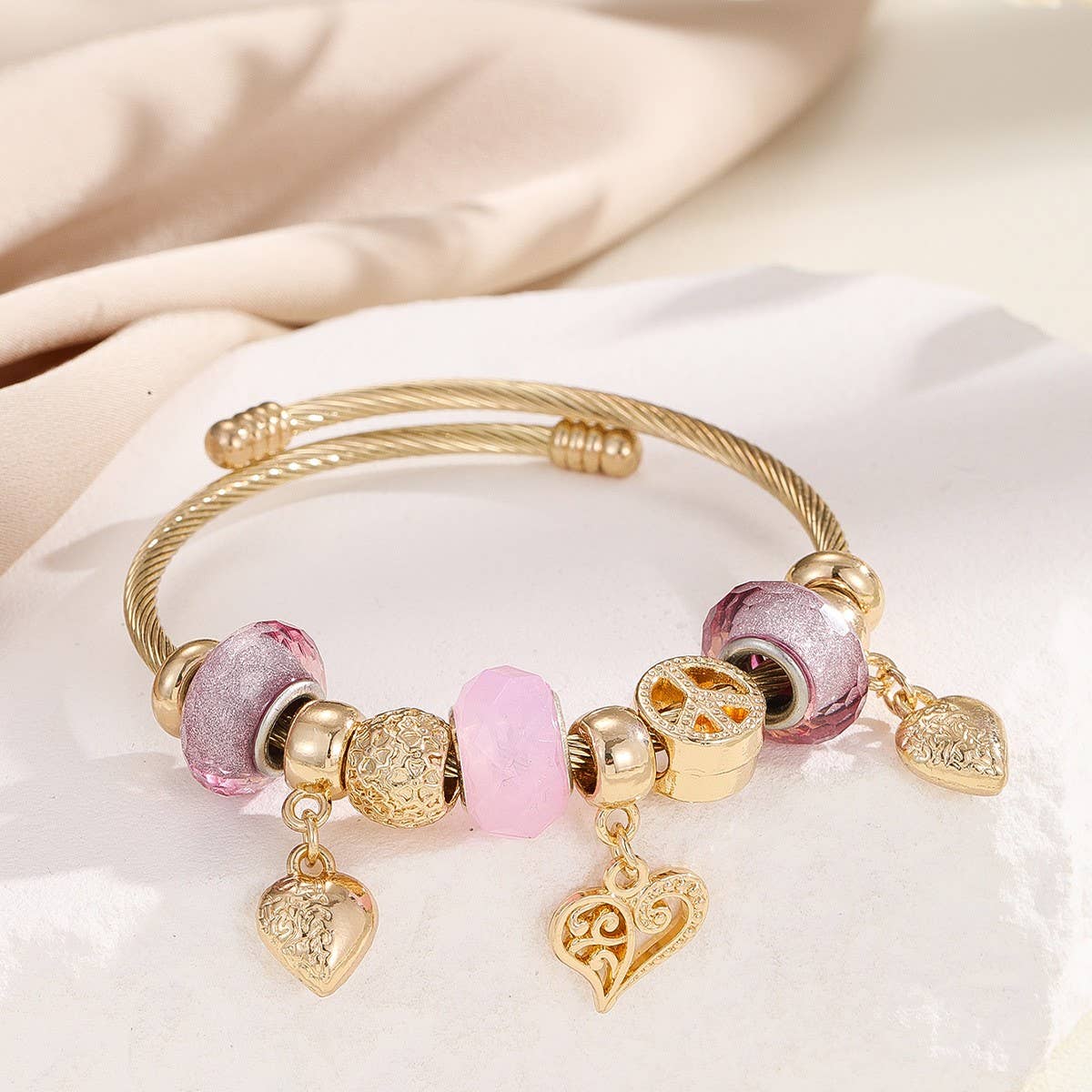 Trendy Beaded Bracelet With Bear Swan Heart_Cwmm8500