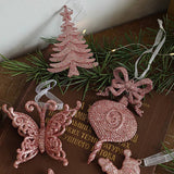 PLASTIC PINK GOLD GLITTER XMAS TREE HANGING DECOR_CWMM9762