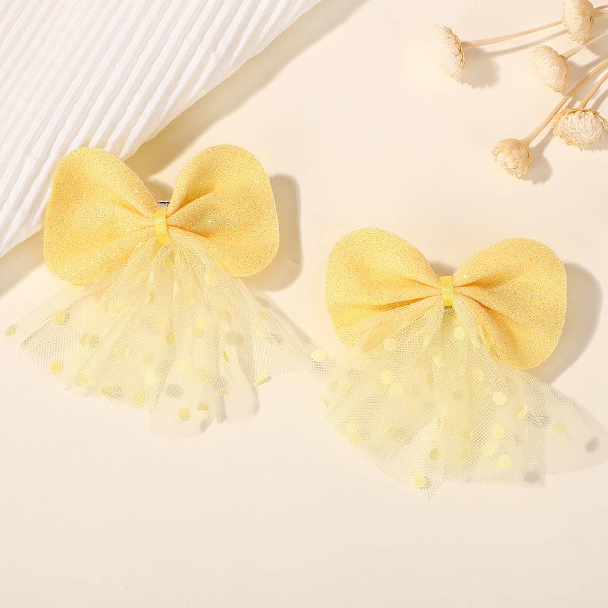 STYLISH DOUBLE LAYER MESH BOW HAIR CLIP FOR KIDS_CWAHA6715