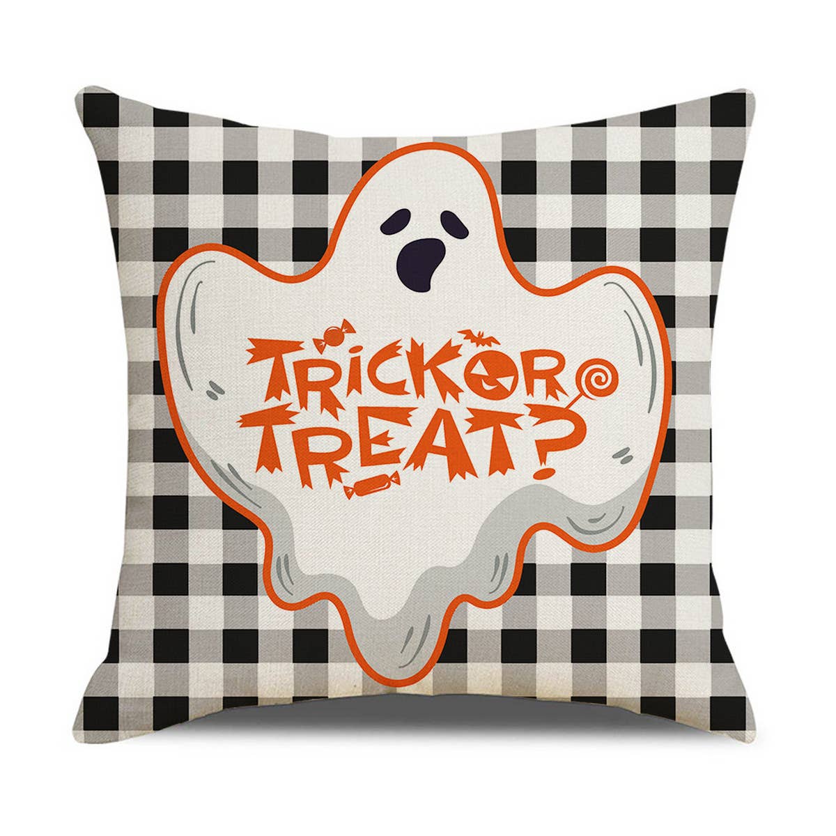 HALLOWEEN PLAID PRINT PILLOWCASE_CWMM1354