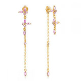 GEOMETRIC ZIRCON OCTAGONAL CHAIN EARRINGS_CWAJE1722