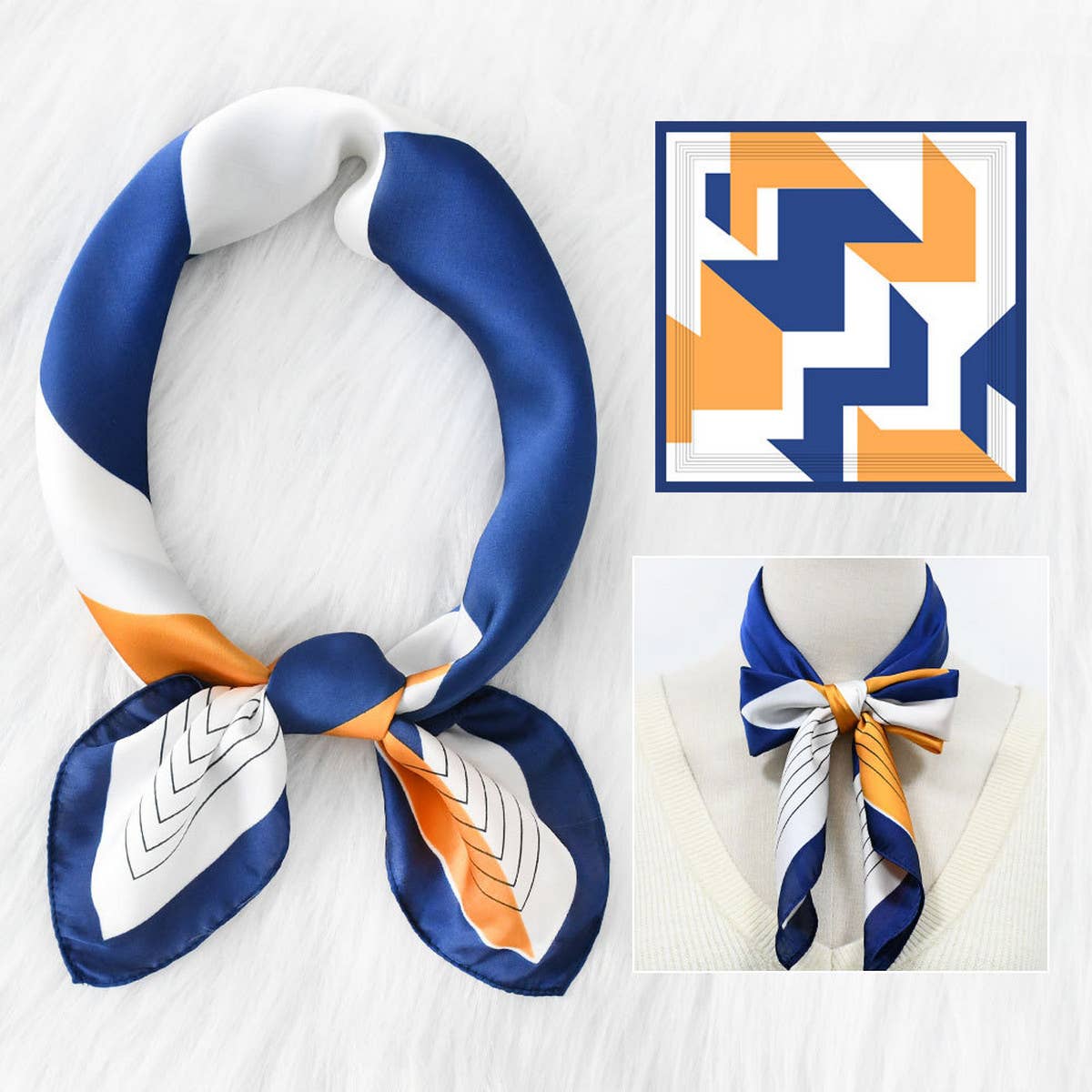 STRIPED SATIN SCARF 70CM CHIC SUMMER SUN WRAP_CWASC1153