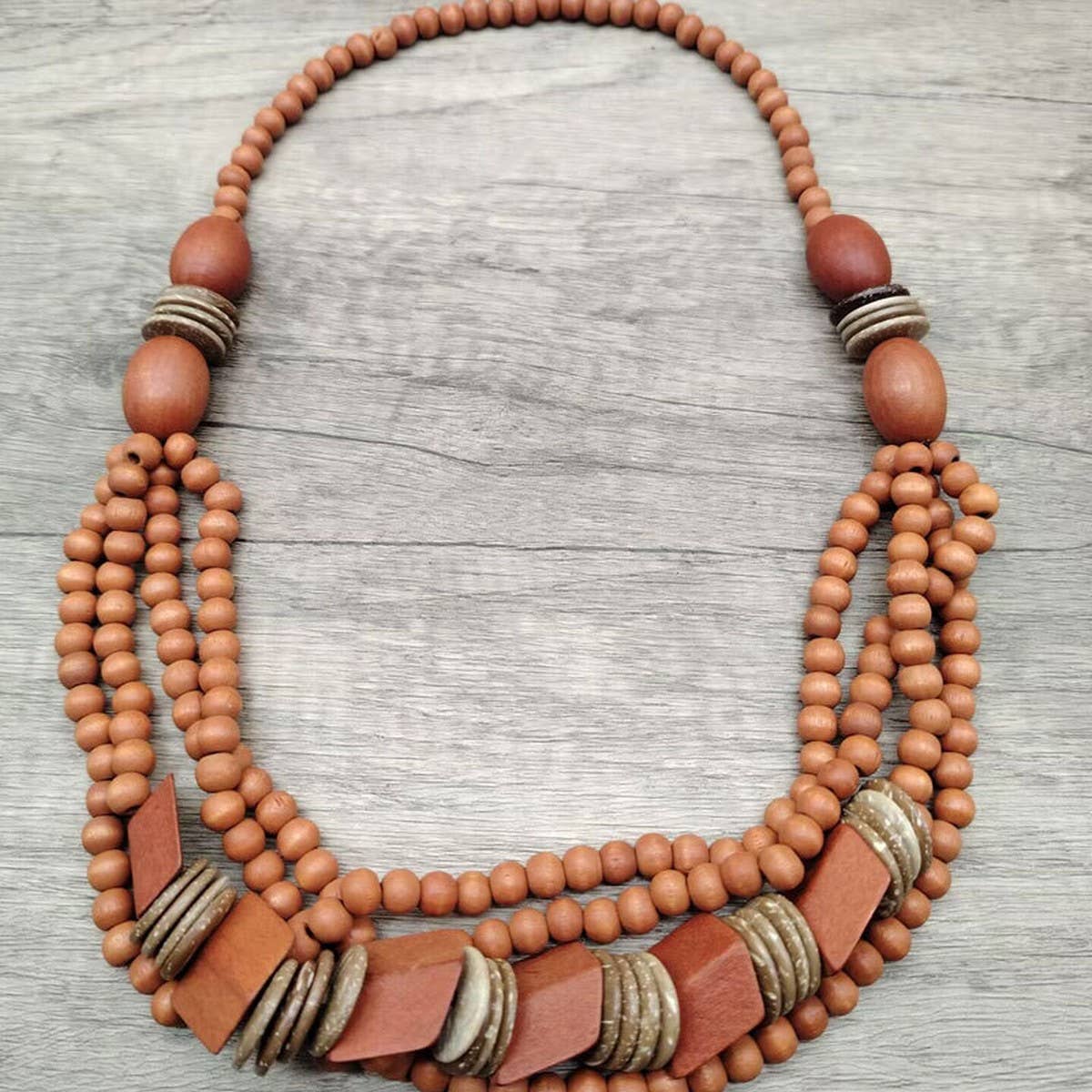 RETRO ETHNIC STYLE WOODEN MULTI LAYER NECKLACE_CWMM4852