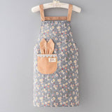 CUTE FLORAL CANVAS BIB APRONS WITH POCKETS_CWMM2049