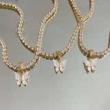 COLORFUL TITANIUM STEEL BUTTERFLY PENDANT NECKLACE_CWMM3888