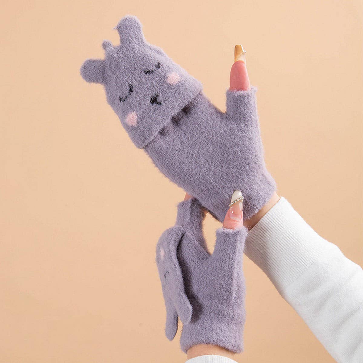 Winter Cute Half-Finger Velvet Warm Gloves_Cwag0241