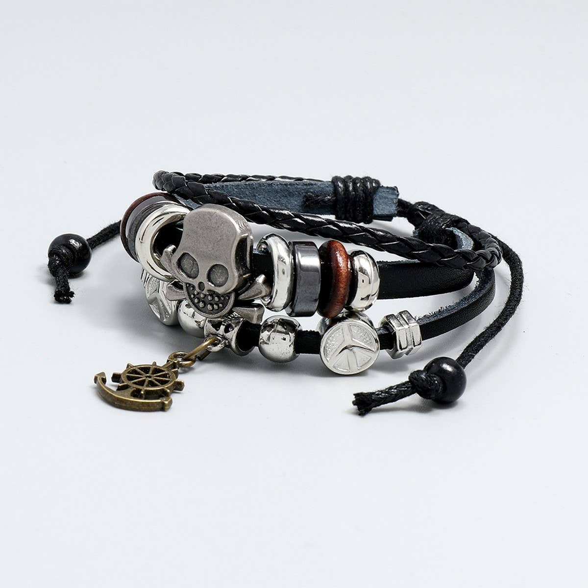 CREATIVE BEADED CROSS LEATHER BRACELET_CWMM4516