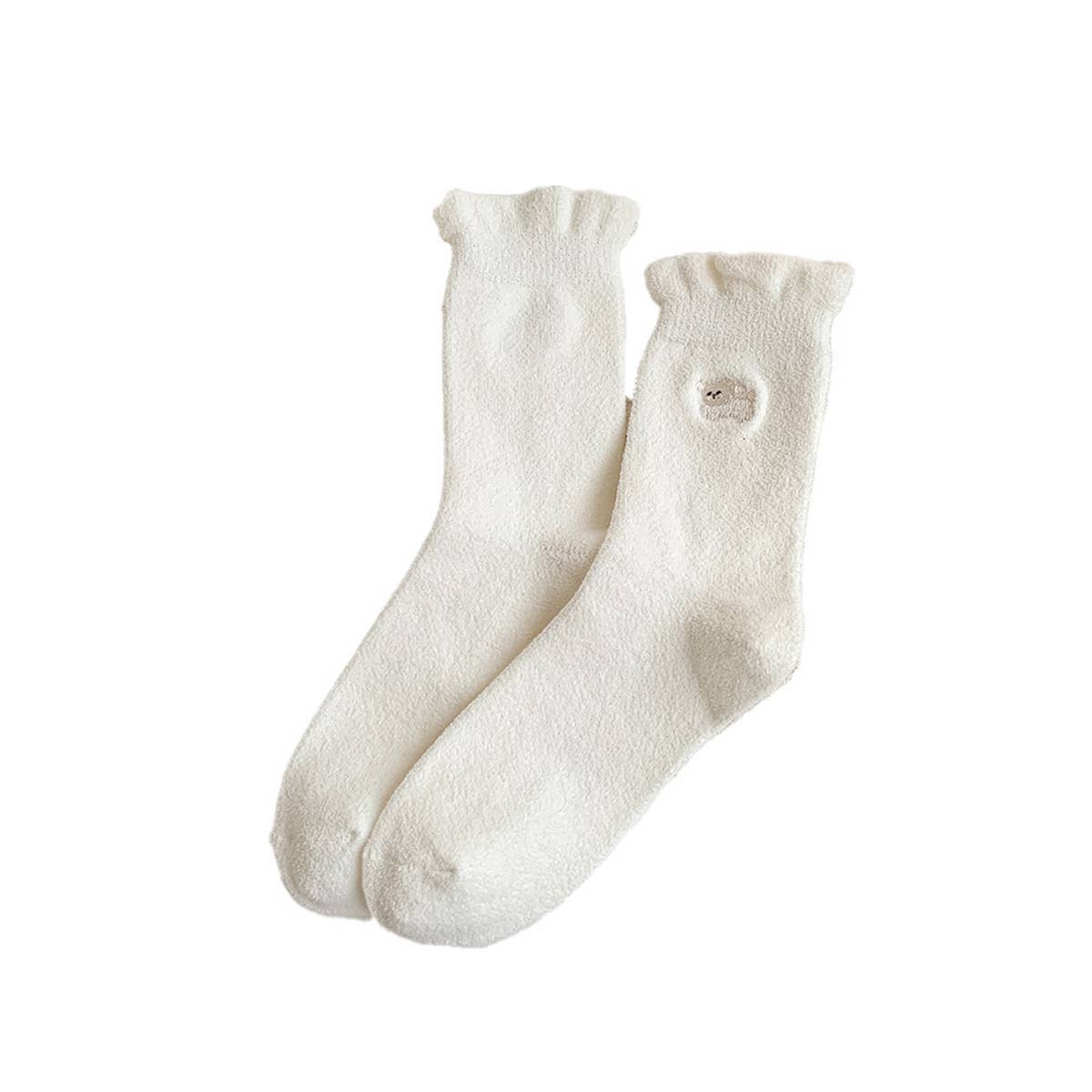 Soft Milk Fleece Embroidered Slouchy Socks_Cwms03219