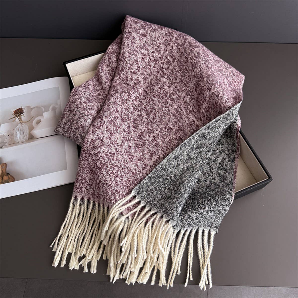 Colorblock Cashmere Feel Soft Warm Tassel Scarf_Cwasc03242