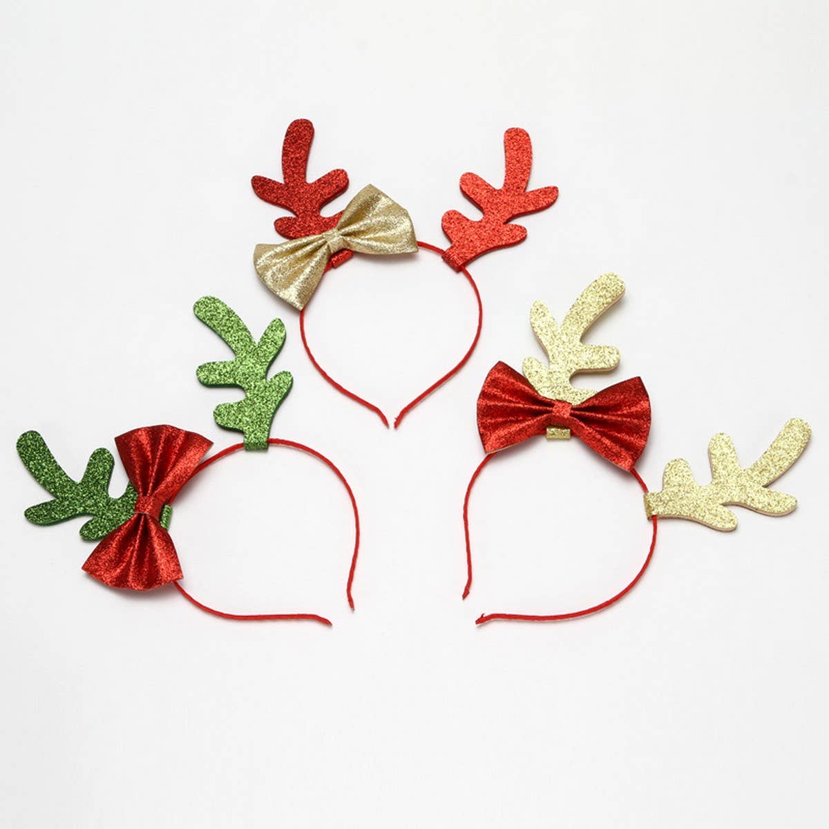 CHRISTMAS BOW BIG ANTLERS DRESSUP HEADBAND HAIRPIN_CWAHA3424