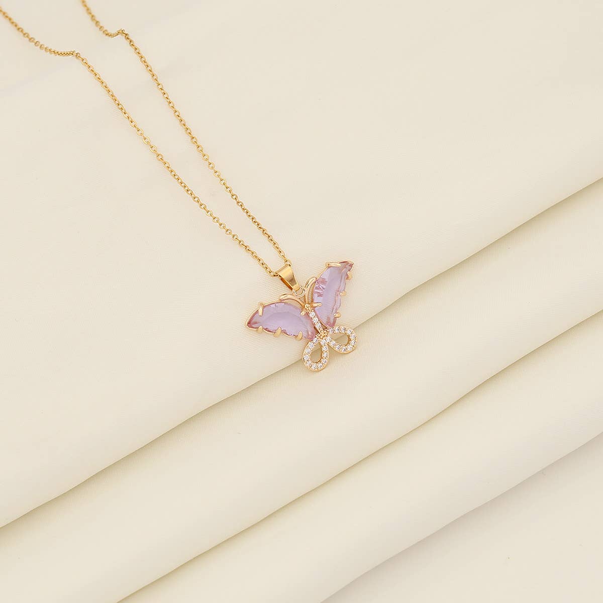 STYLISH VINTAGE ZIRCON BUTTERFLY NECKLACE_CWAHA0881