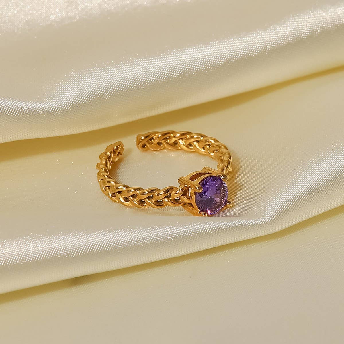 Zircon Inlay Rings Adjustable Titani Steel Rings_Cwaje1238