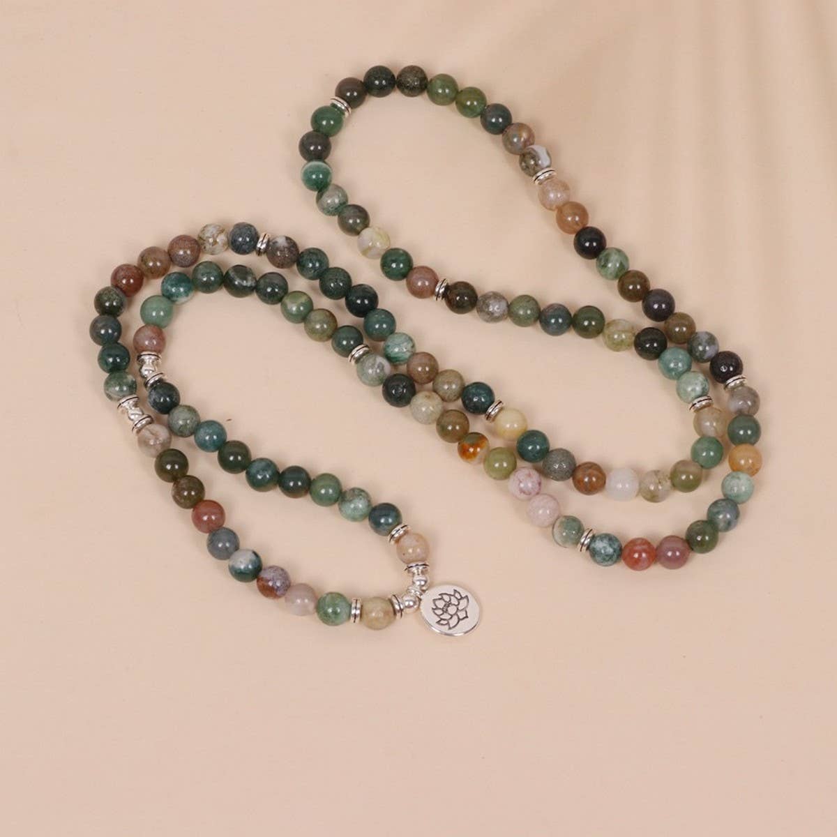 108 INDIAN STONE BEADED BRACELET WITH CHARM_CWAJE3934