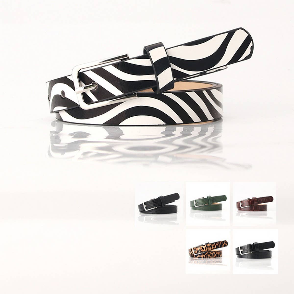 CLASSIC SIMPLE LEOPARD ZEBRA THIN BELTS_CWABE0398