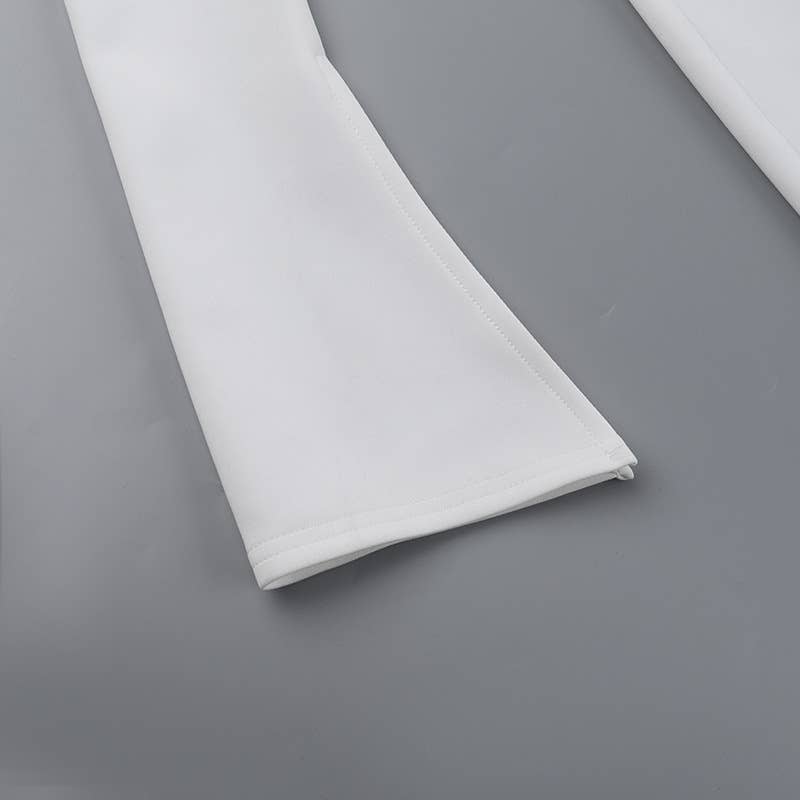 Solid-Color Strapless Long-Sleeved Short Dress