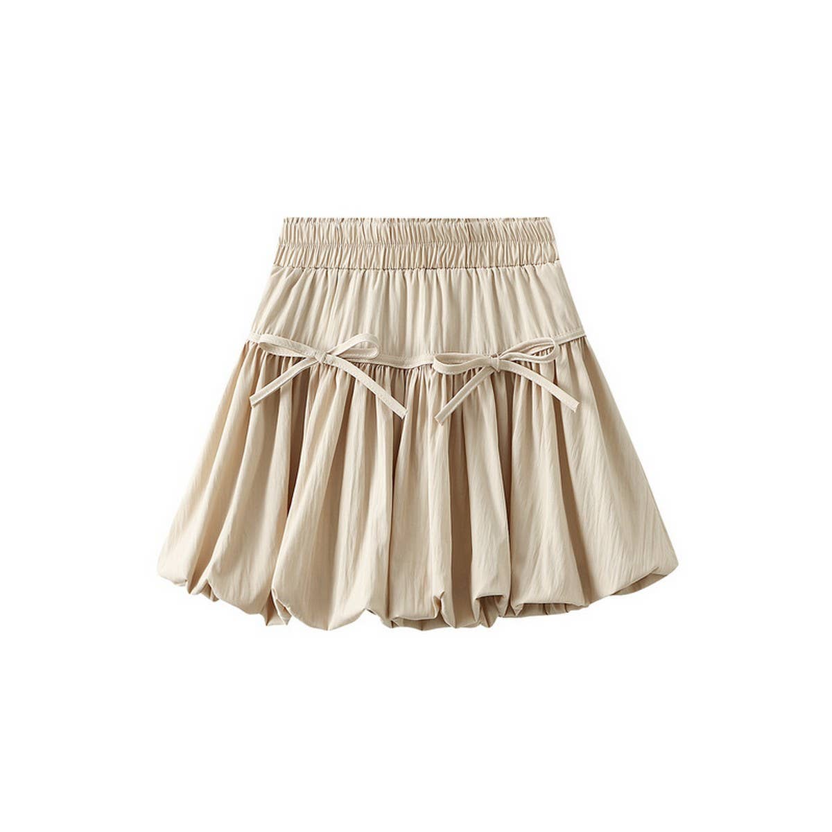 HIGH WAIST A LINE SHORT SKIRT WITH BOW BUDS_CWBMS0317