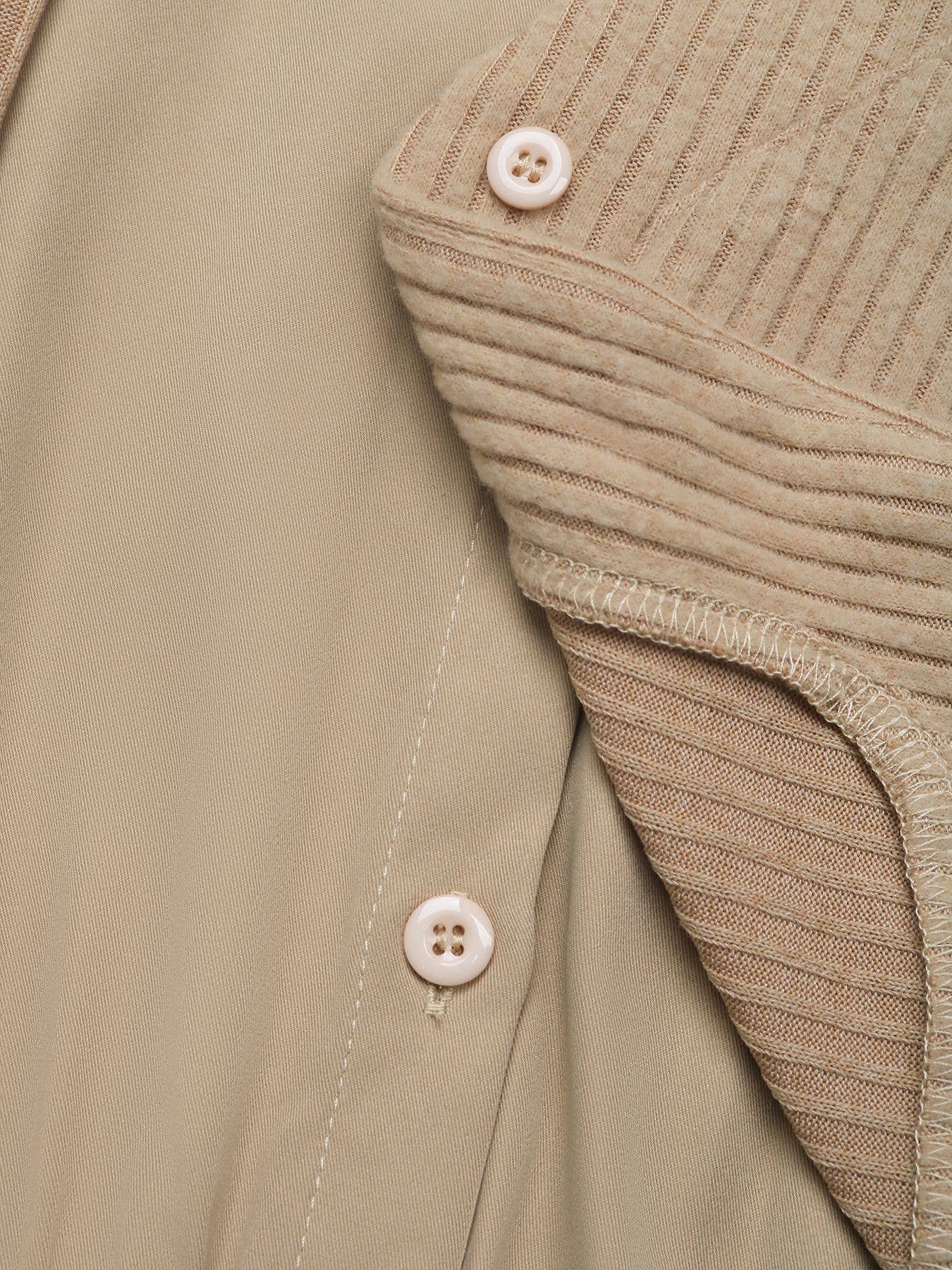 Solid Color Lapel Long Sleeve Fake Two Dresses