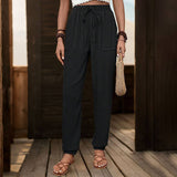 Texture Sense Solid Color Casual Foot Pants