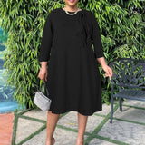 SOLID COLOR LOOSE CASUAL ROUND NECK DRESS_CWDSD6164