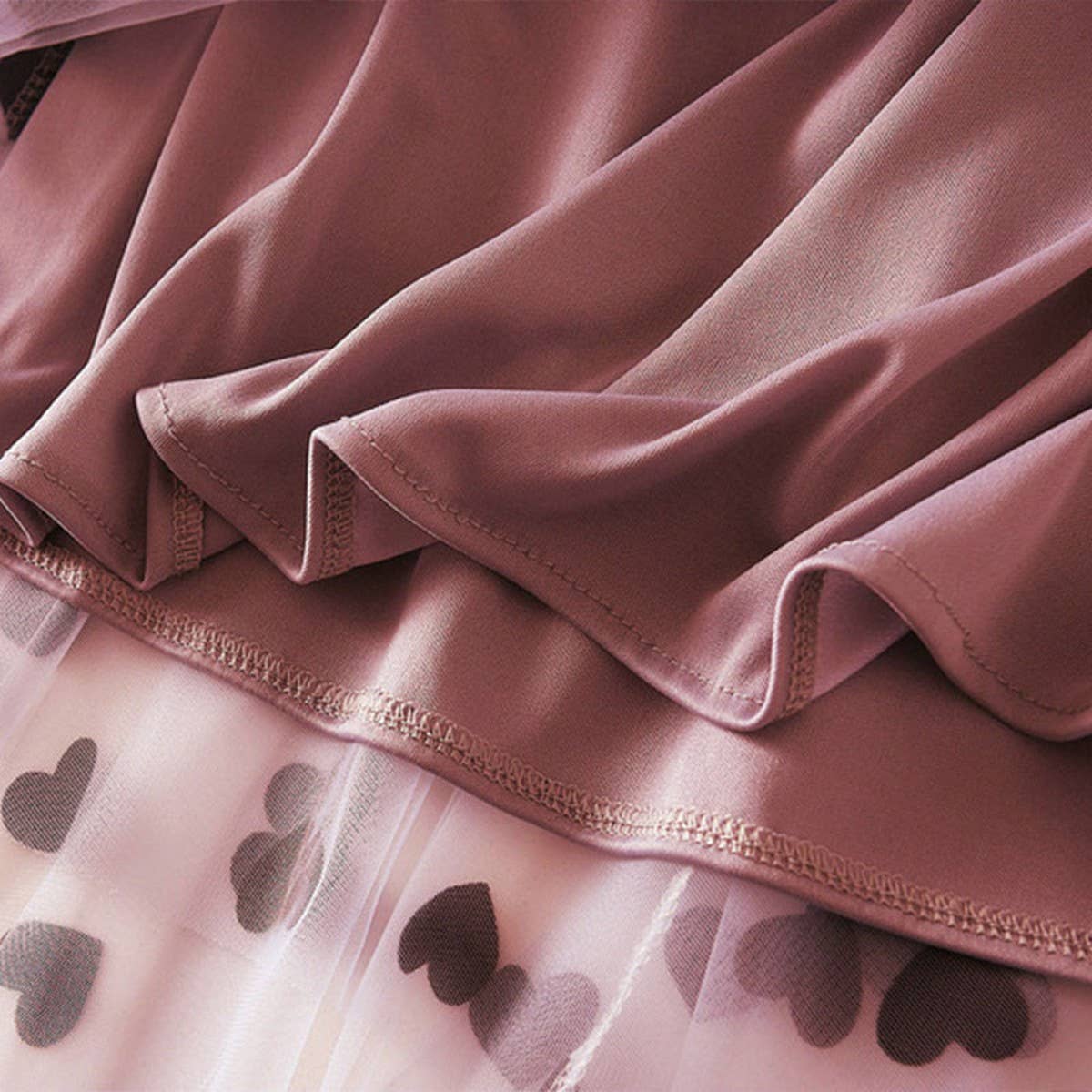 Vintage Heart Flocked Tulle High-Waist Skirt_Cwbms0397