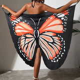 3D BUTTERFLY PRINT BEACH DRESS SLING RESORT STYLE_CWBLS0459