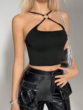 Solid-Color Sexy Cross-Neck Halter Vest