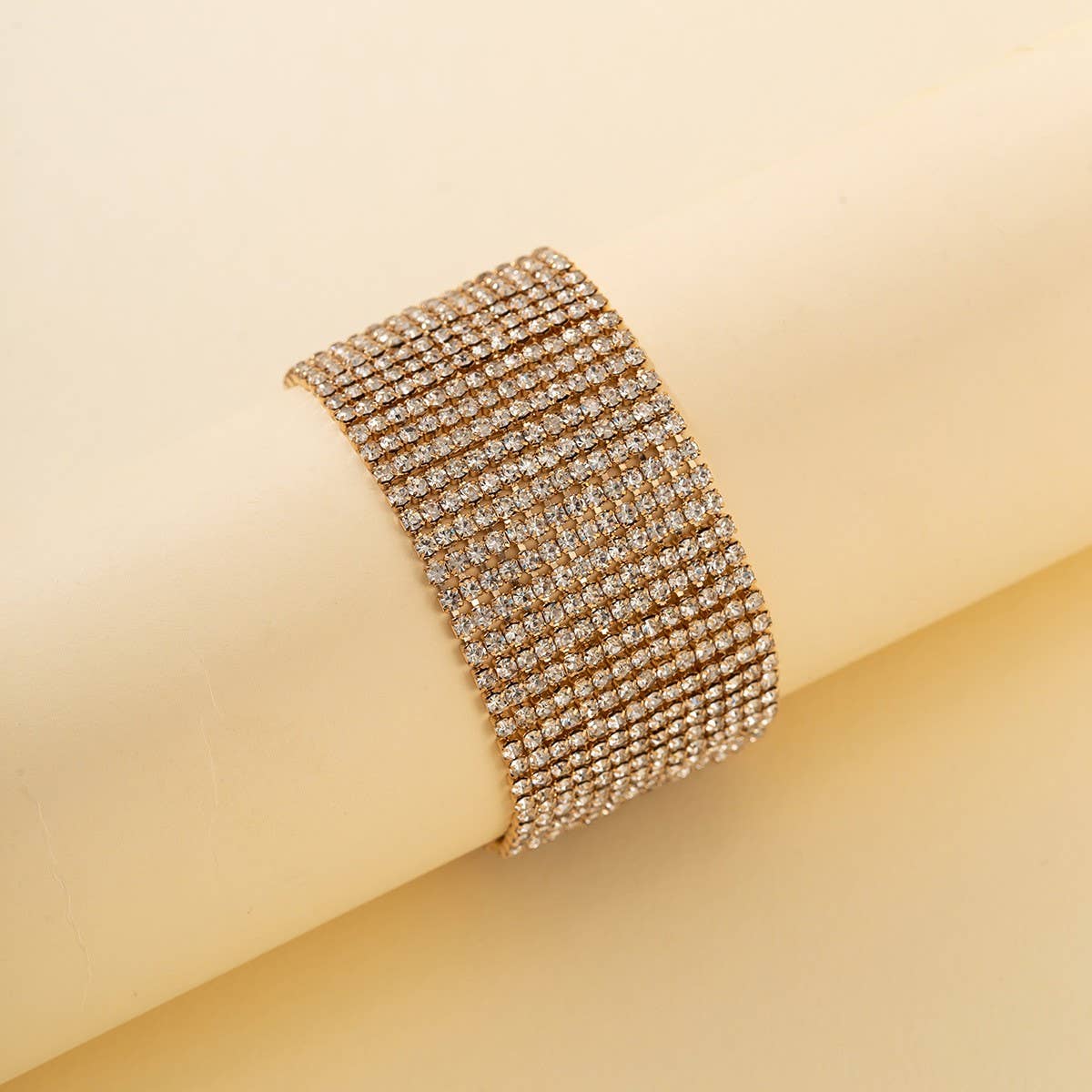 GOLD SPARKLING DIAMOND BRACELET WIDE BRACELET_CWAJE1147