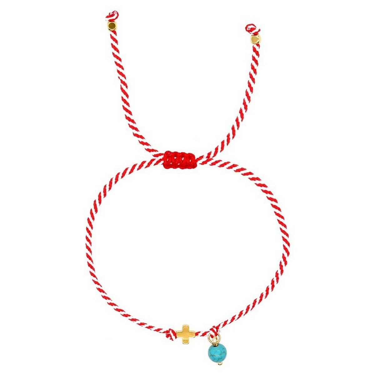 White Eyes Turquoise Red And White Rope Bracelet_Cwmm3797