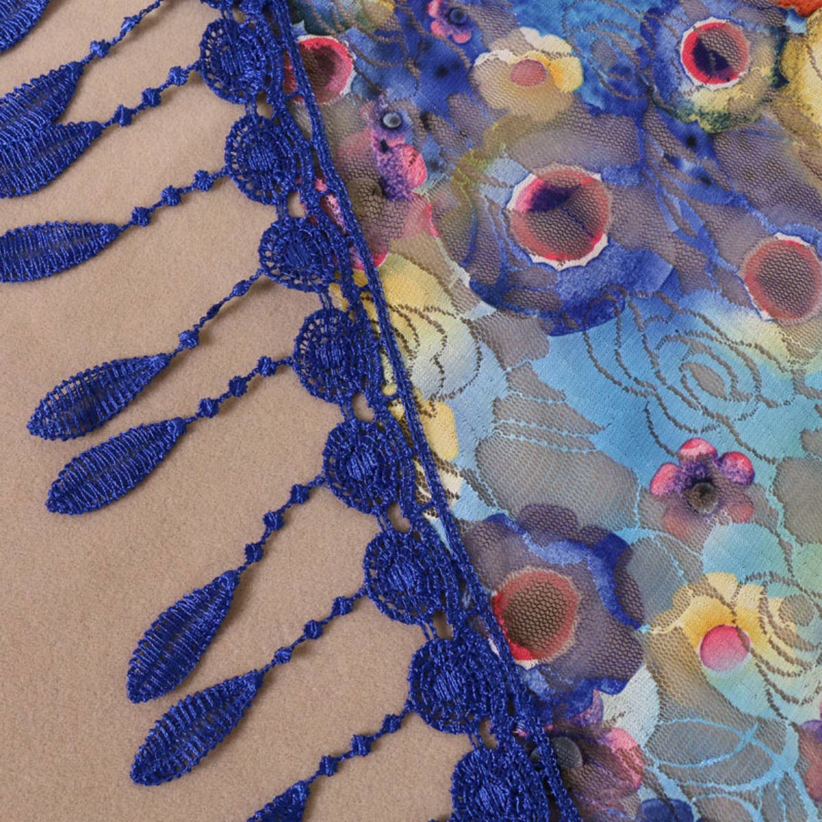 COLORFUL HOLLOW TASSEL LACE TRIANGLE SCARF VEIL_CWMM1989