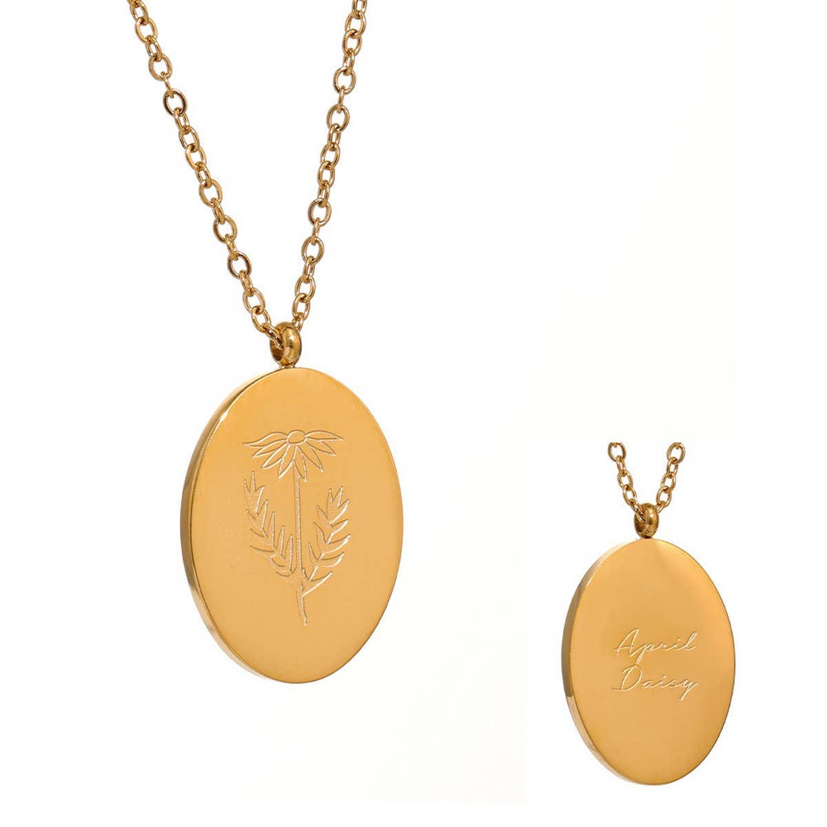 GOLD STAINLESS STEEL DECEMBER FLOWER NECKLACE_CWMM3778