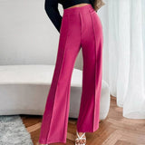 Solid Color Thick Drop High-Waisted Pants