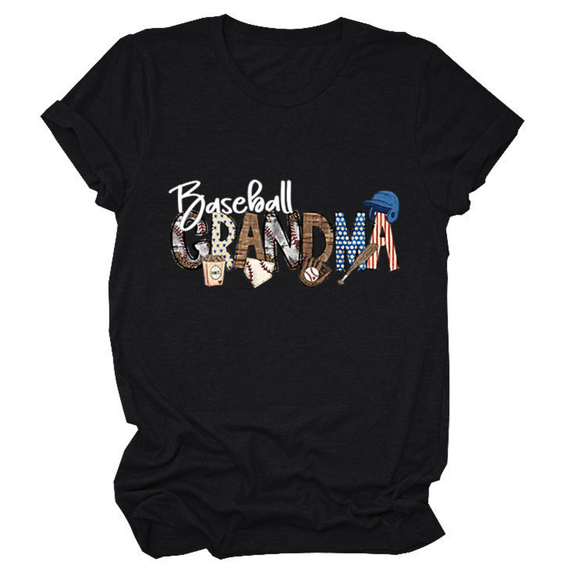 CASUAL CREW NECK TEE BASEBALL GRANDMA SHIRT_CWTTSL0496