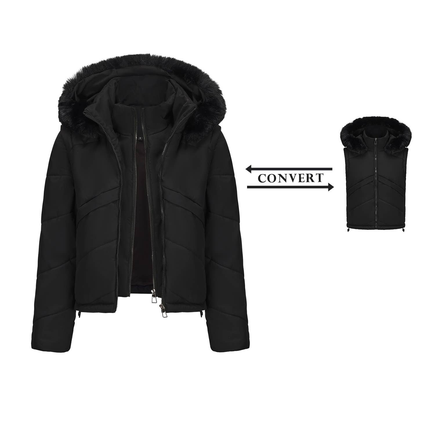 Two Detachable Cotton-Padded Jackets