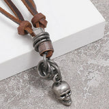 CREATIVE DESIGN VINTAGE SKULL LEATHER NECKLACE_CWMM4590