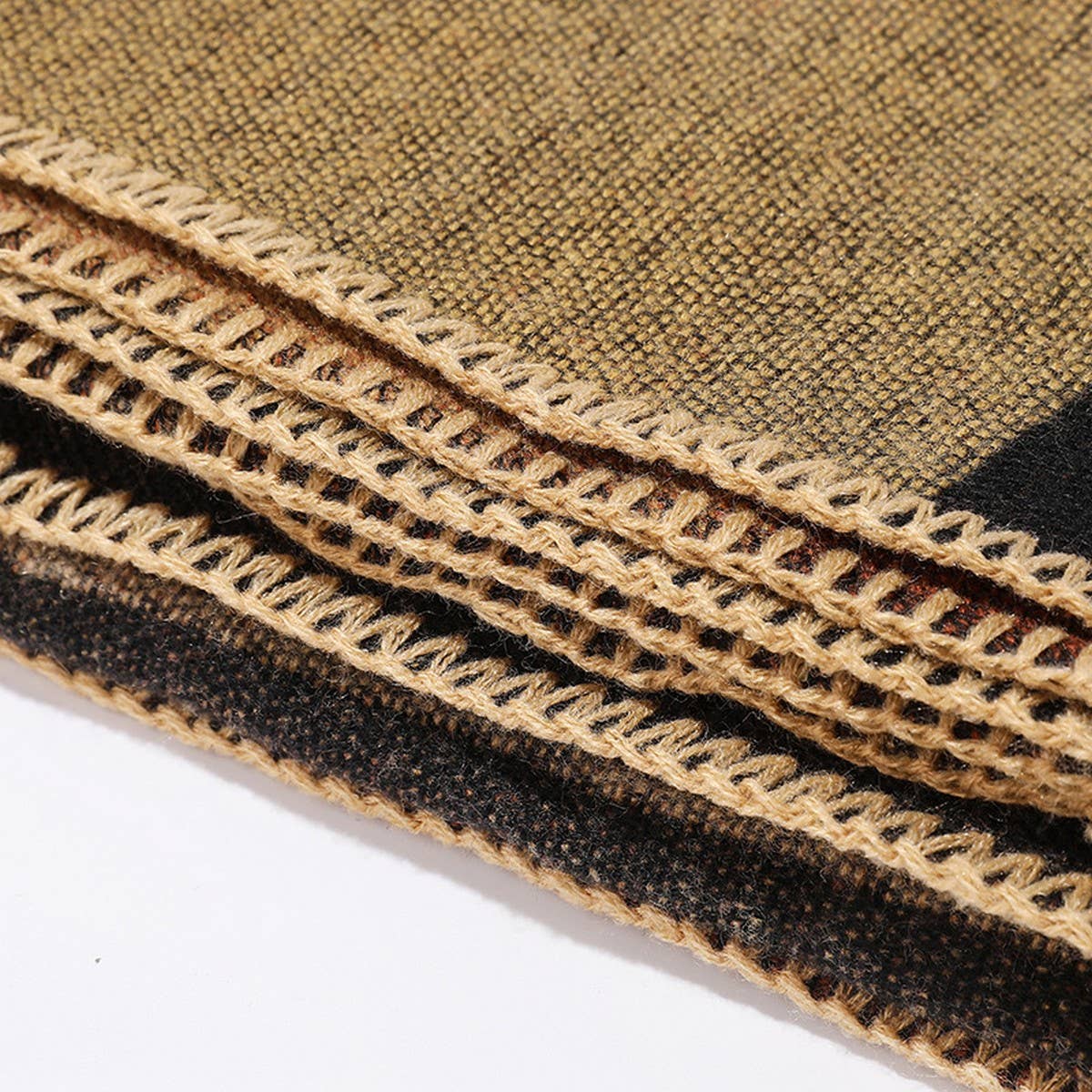 DOUBLE SIDED PLAID FAUX CASHMERE SHAWL CAPE_CWASC2135