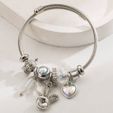 SILVER STAINLESS STEEL BRACELET WITH RABBIT HEART_CWMM8575