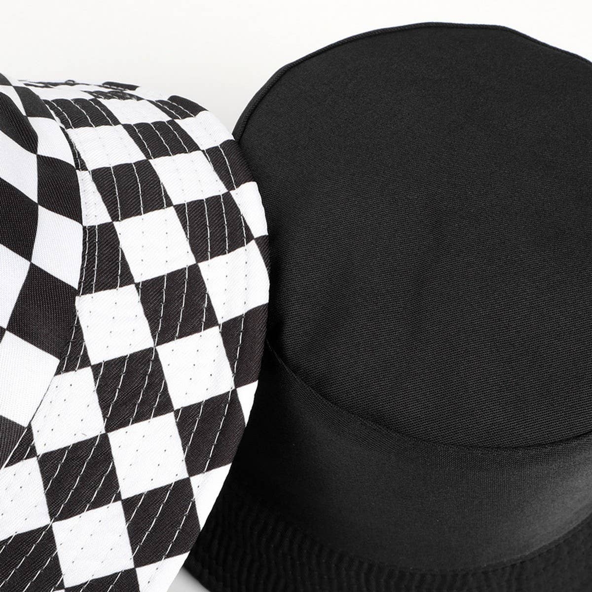 Cwah1522_Stylish Plaid Reversible Shade Bucket Hat