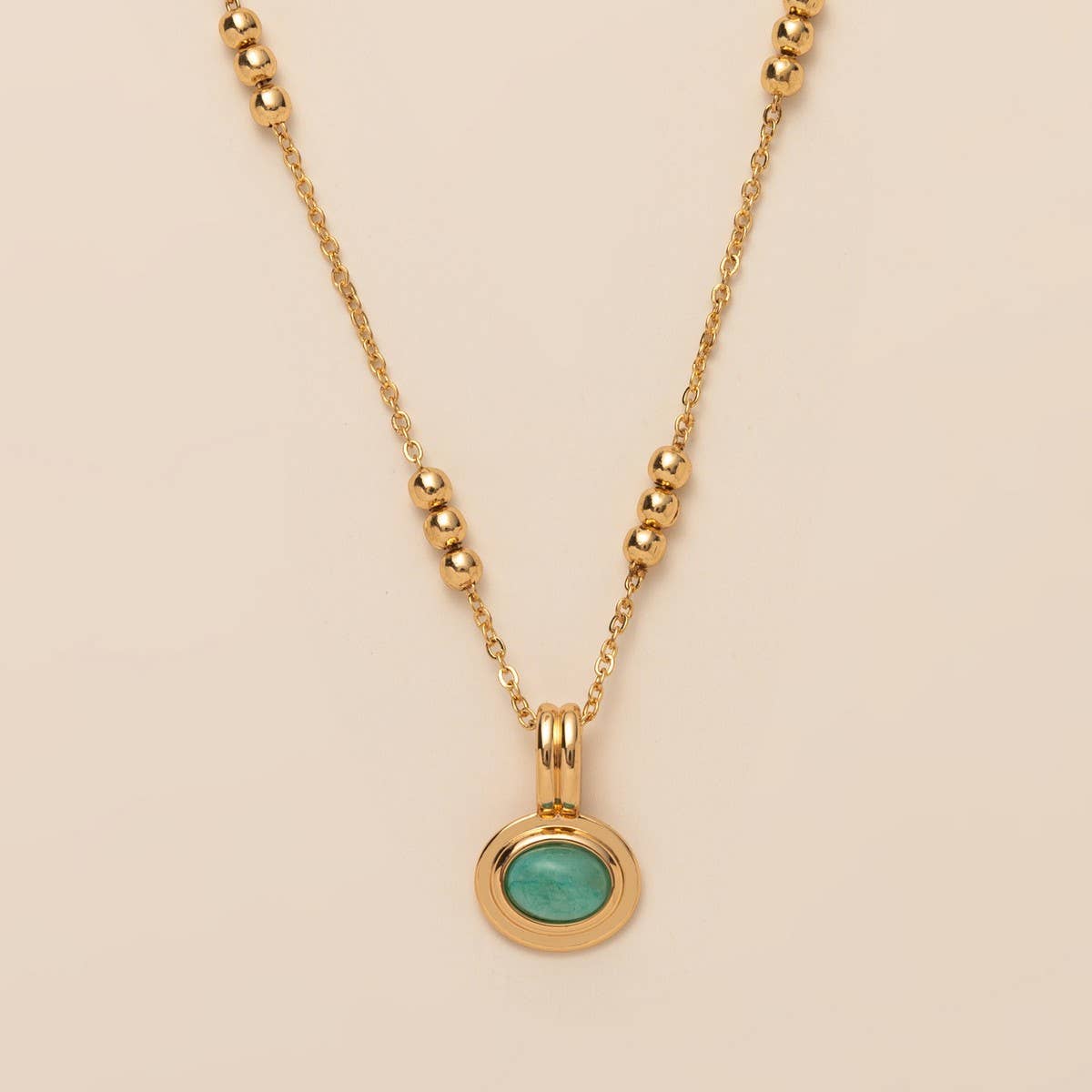 STAINLESS STEEL MULTI LAYERED GEMSTONE NECKLACE_CWMM5733