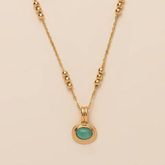 STAINLESS STEEL MULTI LAYERED GEMSTONE NECKLACE_CWMM5733