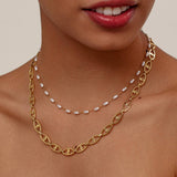 Trendy Geometric Layered Pearl Necklace_Cwmm3580