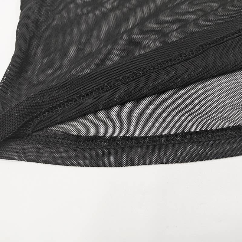 Solid Color Fit Line Neck Gauze Long Sleeve Top