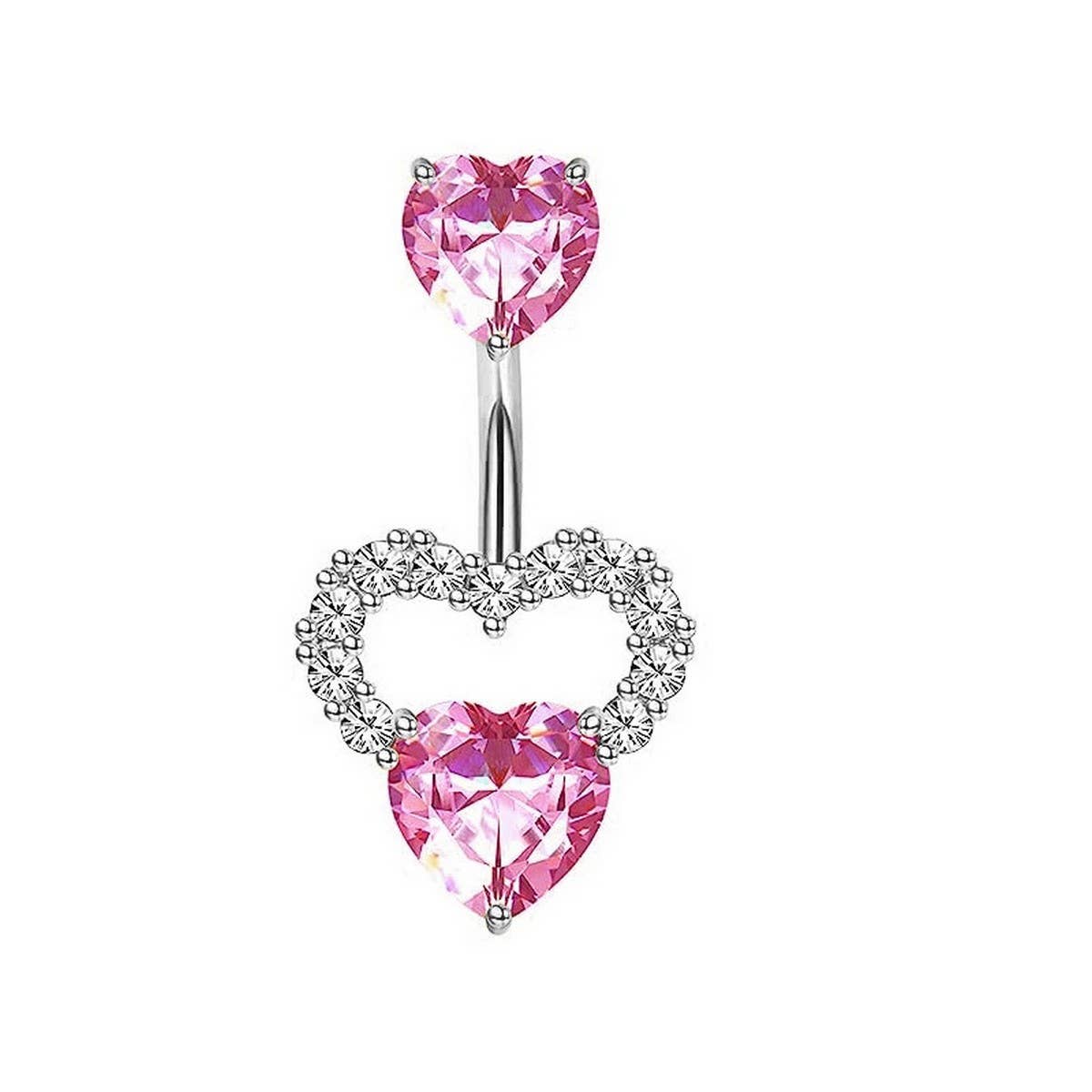 SWEETHEART PINK CZ BELLY RING FOR PIERCING_CWMM9236