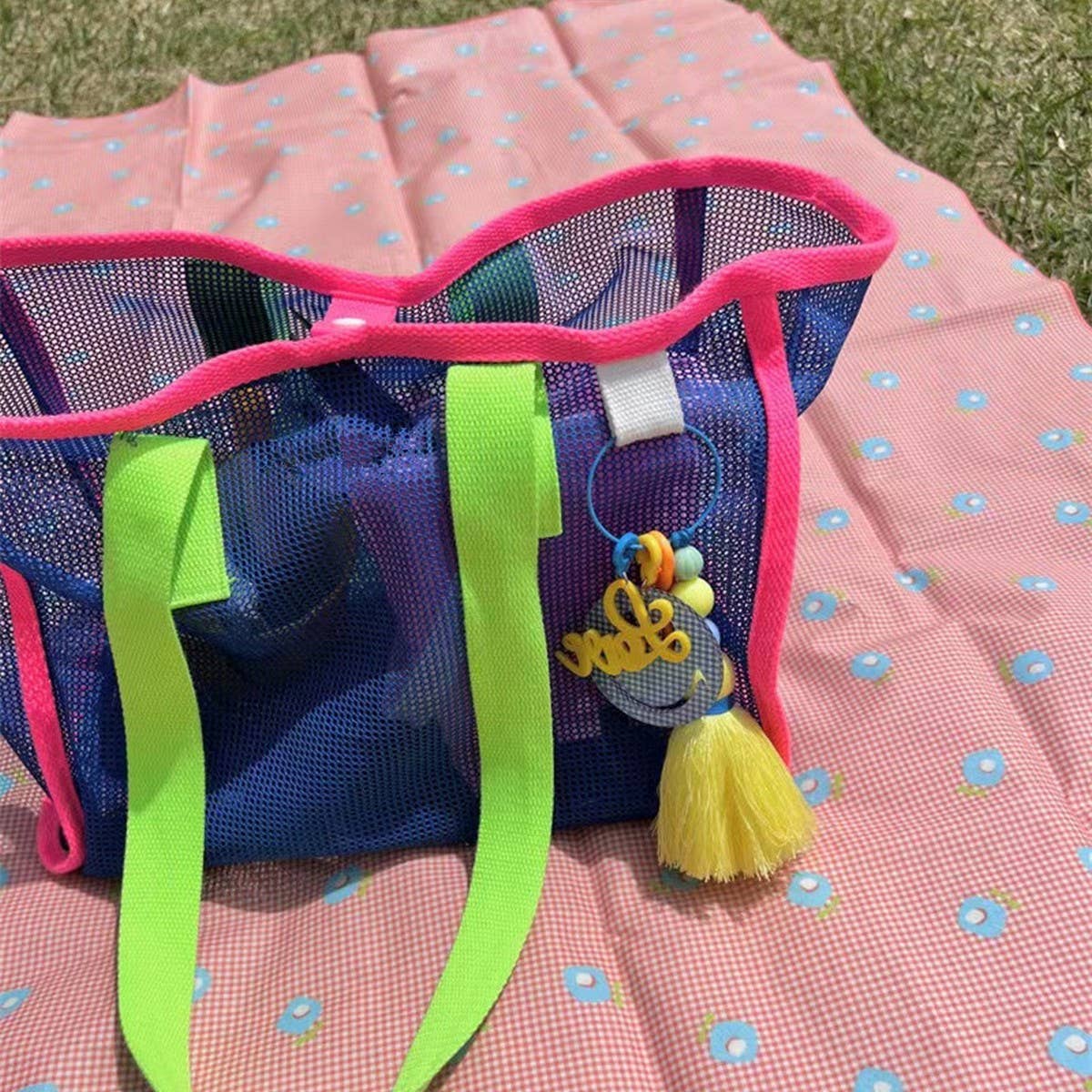 Mesh Contrast Color Beach Travel Storage Bag_Cuab00461